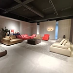 Modern Modular Sectional Sofa with Grid Tufted Craftsmanship, Premium Top-Grain Leather & Suspended Metal Base